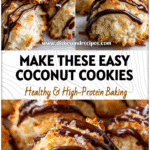 Close-up of Coconut Macaroons with glossy chocolate drizzle and golden toasted coconut flakes.